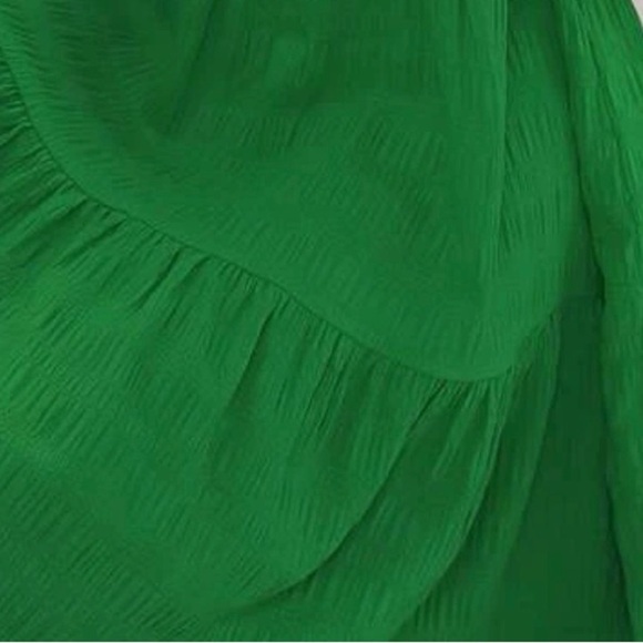 Women’s Green Tie Back Ruffle Trim Smock Green Dress - Picture 4 of 6